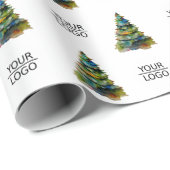 Papier Cadeau Ajouter un logo Modèle d'arbre de Noël Entreprise  (Coin rond)