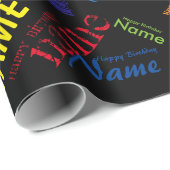 Papier Cadeau Ajouter un nom Joyeux papier d'enveloppement d'ann (Coin rond)