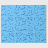 Papier Cadeau Ajouter un nom ou un mot | Blue & Sky Blue (Plat)