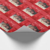 Papier Cadeau Ajouter Une Photo Ruby Red Snowflakes Sparkle Plus (Coin)