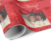 Papier Cadeau Ajouter Une Photo Ruby Red Snowflakes Sparkle Plus (Coin rond)