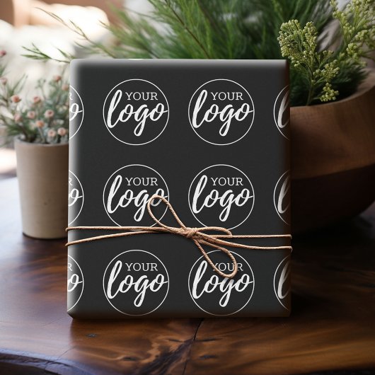 Papier Cadeau Ajouter votre logo - arrière - plan noir de concep