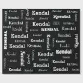 Papier Cadeau Ajouter votre propre nom Black and White Custom Wr (Plat)