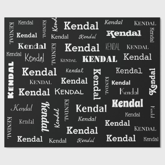 Papier Cadeau Ajouter votre propre nom Black and White Custom Wr (Plat)