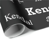 Papier Cadeau Ajouter votre propre nom Black and White Custom Wr (Coin rond)