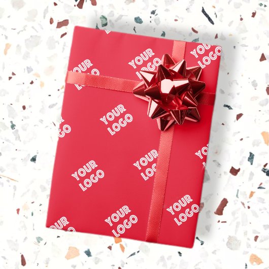 Papier Cadeau Ajoutez votre logo | Logo rouge diagonal simple ré