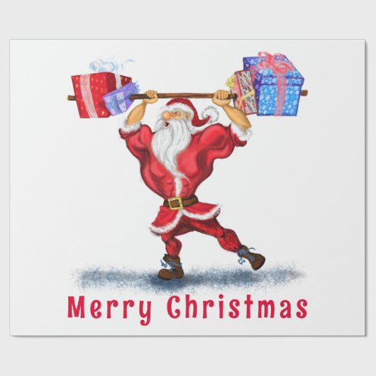 Papier Cadeau Ajuster Santa Claus Drôle papier d'enveloppement d (Plat)