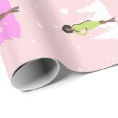 Papier Cadeau AKA femme rose et verte noire (Coin rond)