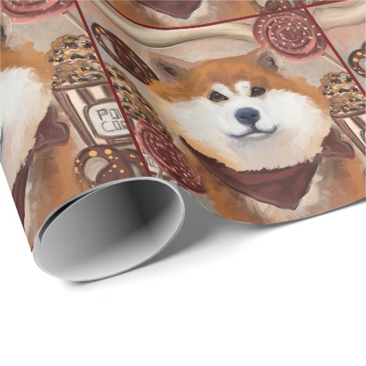 PAPIER CADEAU AKITA (Coin rond)