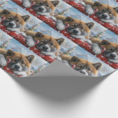 Papier Cadeau Akita Chien Festive de Noël (Coin)