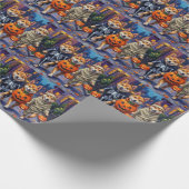 Papier Cadeau Akita Chiens Trick-or-Treating en costumes d'Hallo (Coin)