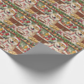 Papier Cadeau Akita Gâteau de Noël Festif (Coin)