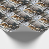 Papier Cadeau Akita Laisser Neige Noël (Coin)