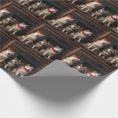 Papier Cadeau Akita par le Noël de la cheminée (Coin)