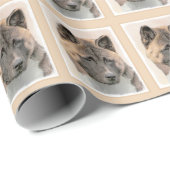 Papier Cadeau Akita Peinture - Cute Original Chien Art (Coin rond)