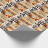 Papier Cadeau Akita quitte l'automne Thanksgiving Art (Coin)