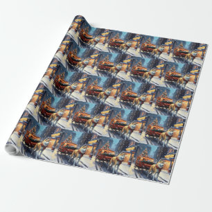 Papier Cadeau Akita Saison des Fêtes de Noël