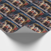 Papier Cadeau Akita Snowy Sleigh Ride Décor de Noël (Coin)