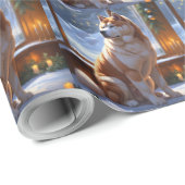 Papier Cadeau Akita With Christmas Lights Holiday (Coin rond)