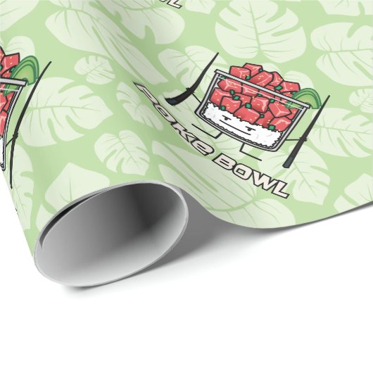 Papier Cadeau Aku de baguettes de salade de poisson cru d'Hawaï (Coin rond)