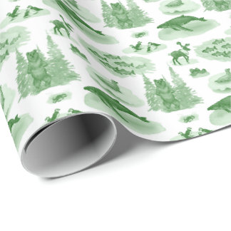 Papier Cadeau Alaska Animal Toile (Vert émeraude)