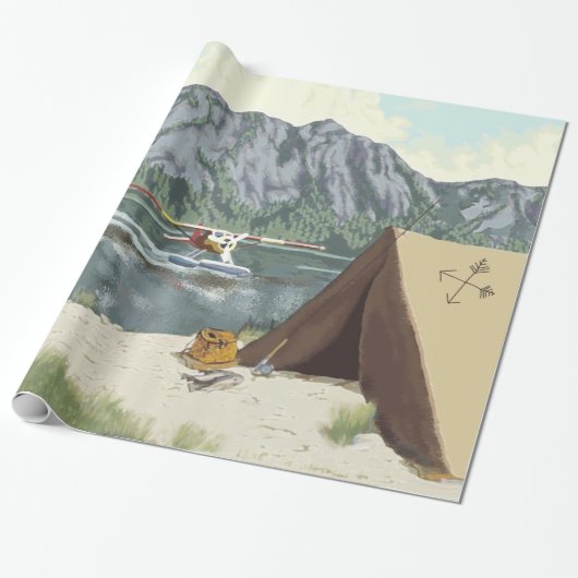 Papier Cadeau Alaska Bush Avion Et Pêche Voyage (Déroulé)