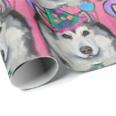 PAPIER CADEAU ALASKAN MALAMUTE (Coin rond)
