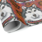PAPIER CADEAU ALASKAN MALAMUTE (Coin rond)