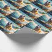 Papier Cadeau Alaskan Malamute Beach Surf Peinture (Coin)