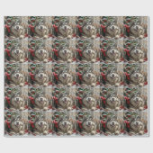 Papier Cadeau Alaskan Malamute Chien Fête de Noël (Plat)