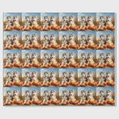 Papier Cadeau Alaskan Malamute Chiot Automne Citrouille délice (Plat)