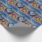 Papier Cadeau Alaskan Malamute Christmas Bonfire Beach Holiday (Coin)