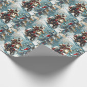 Papier Cadeau Alaskan Malamute Dog équitation moto Noël (Coin)