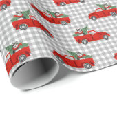 Papier Cadeau Alaskien Malamute Christmas Red Truck Enveloppe ca (Coin rond)