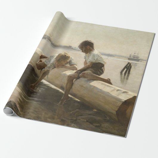 Papier Cadeau Albert Edelfeel - Deux garçons sur un carnet (Déroulé)