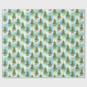 Papier Cadeau Alcohol Ink and Watercolor Christmas Trees Pattern (Plat)