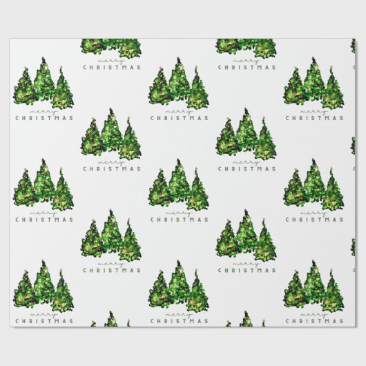 Papier Cadeau Alcohol Ink Design Christmas Tree Gift Wrap (Plat)