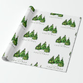 Papier Cadeau Alcohol Ink Design Christmas Tree Gift Wrap (Déroulé)