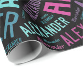 Papier Cadeau ALEXANDER Nom conception du texte - Modifier l'arr (Coin rond)