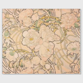 Papier Cadeau Alfonse Mucha Art Nouveau Peonies (Plat)