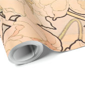 Papier Cadeau Alfonse Mucha Art Nouveau Peonies (Coin rond)