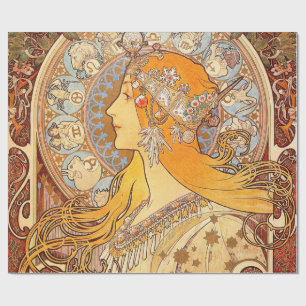 Papier Cadeau Alfonse Mucha Zodiac Art nouveau femme