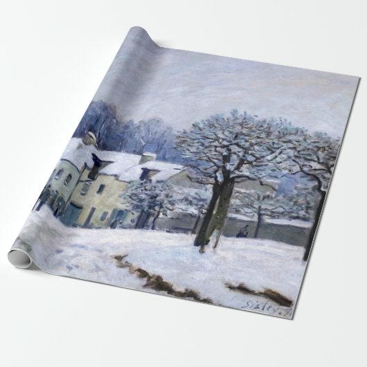 Papier Cadeau Alfred Sisley - Place Chenil à Marly, Effet Neige (Déroulé)