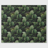 Papier Cadeau Algues et poissons sur le noir (Plat)