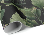 Papier Cadeau Algues et poissons sur le noir (Coin rond)