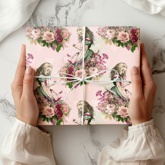 Papier cadeau Alice au pays des merveilles à l'heu