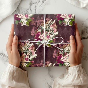 Papier cadeau Alice au pays des merveilles à l'heu