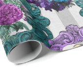 Papier Cadeau Alice au pays des merveilles, cadre vert pourpre (Coin rond)