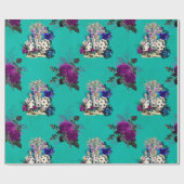 Papier Cadeau Alice au pays des merveilles Cartes et Roses (Plat)