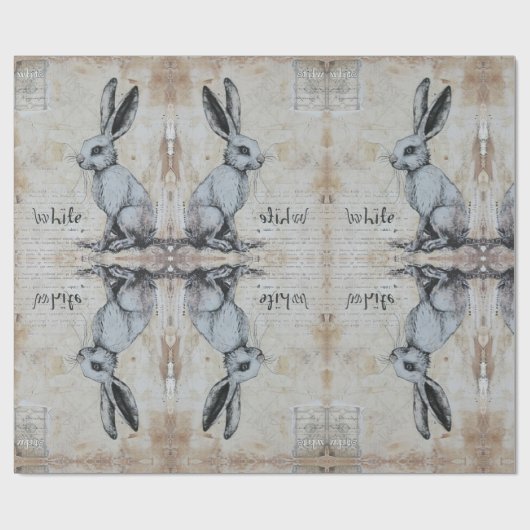 Papier Cadeau Alice au pays des merveilles lapin blanc (Plat)